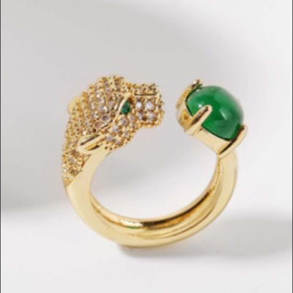 NEW! Panther Ring with Green Stone
